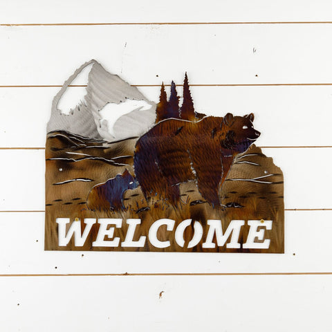 Bear Metal Welcome Sign