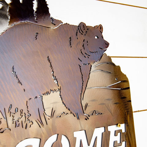 Bear Metal Welcome Sign