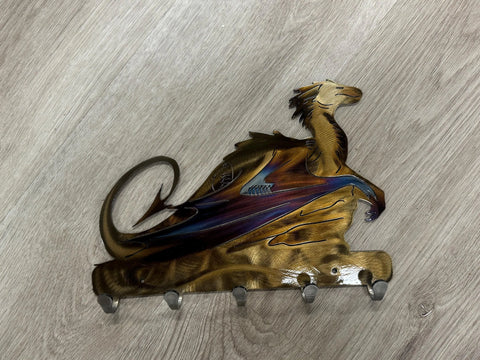 Dragon Metal Wall Art with 5 Hooks