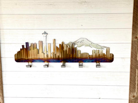 Seattle Skyline Metal Coat Rack