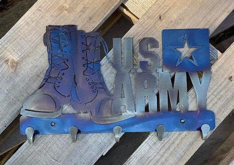 Army Boots Metal Keychain Holder