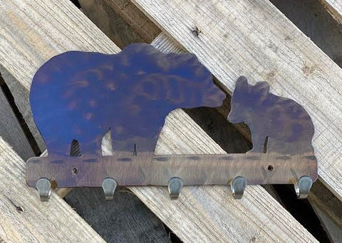 Bear and Cub Metal Keychain Holder