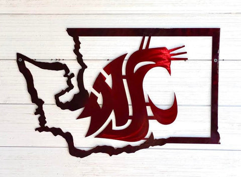 Washington State Red Metal Wall Art