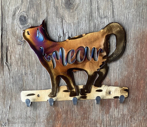 Meow Cat Metal Keychain Holder