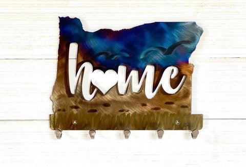 Oregon Home Metal Keychain Holder