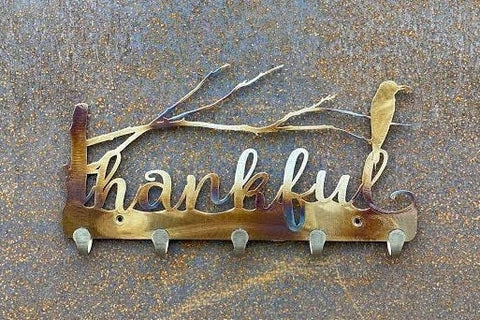 Thankful Metal Keychain Holder