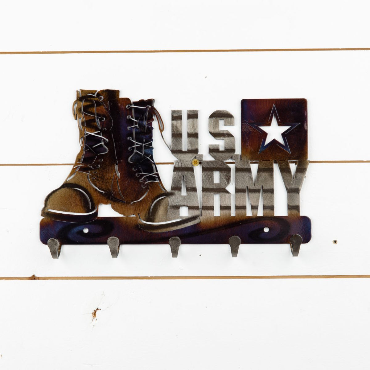 US Army Boot Keychain holder metal artwork from Iron Mountain Studios