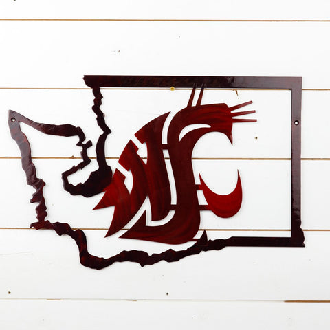 Washington State Red Metal Wall Art