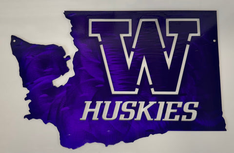 University of Washington Huskies State Metal Wall Art