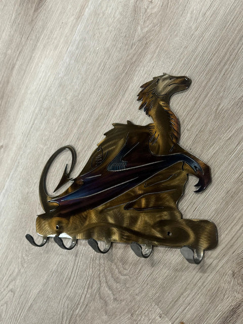 Dragon Metal Wall Art with 5 Hooks