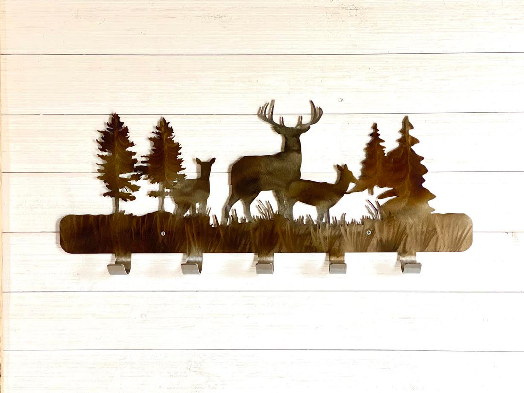 Deer Metal Wall Art Coat Rack | Iron Mountain Studios