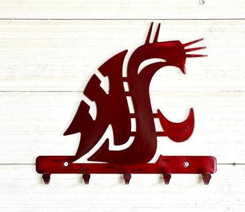 Washington Cougars Red Metal Keychain Holder