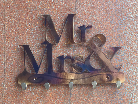 Mr. and Mrs. Metal Keychain Holder
